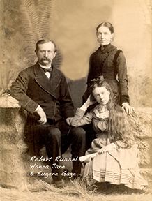 Old photo of the Gage family. Robert, Hanna & daughter Eugena Gage