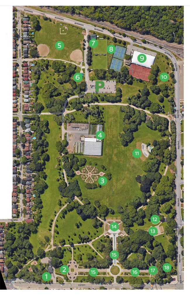 Aerial Park View Numbered Locations